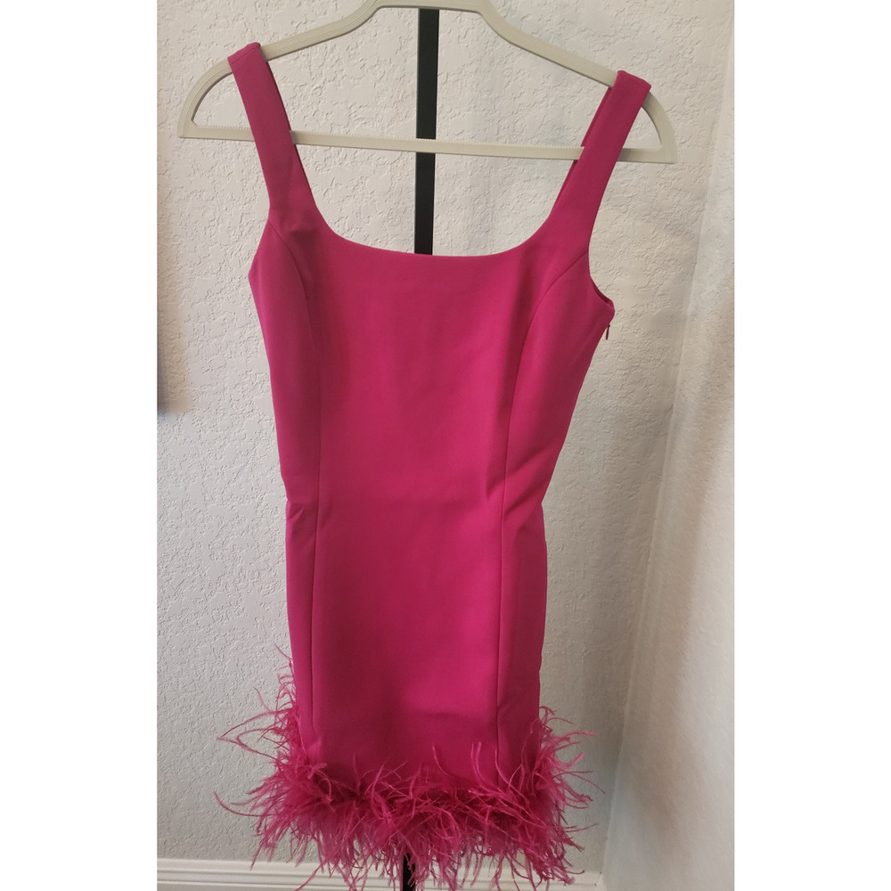 Michael Kors Feathered Crepe Minidress Dress Size 10 178677 Deep Fuschia